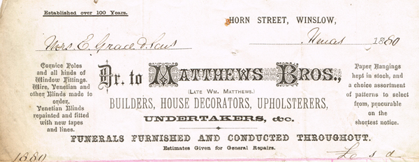 Matthews Brothers billhead 1880